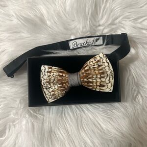 GREY BOBWHITE BOW TIE by Brackish, Grey Bobwhite quail feather bow tie EUC